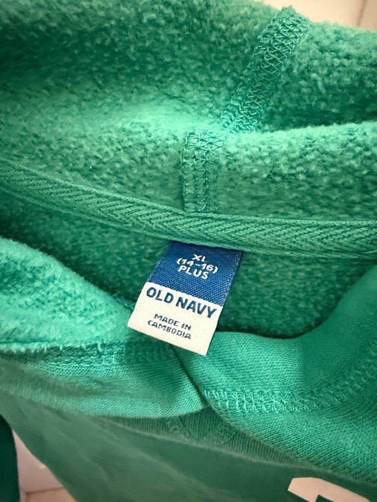 Old Navy Green Hoodie Dress with Athletic Stripes (XL 14/16 Plus) PTP: 20-22” - Picture 4 of 5